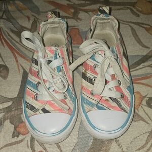 Striped Kids Sneakers with Pink‎ and Blue Accents